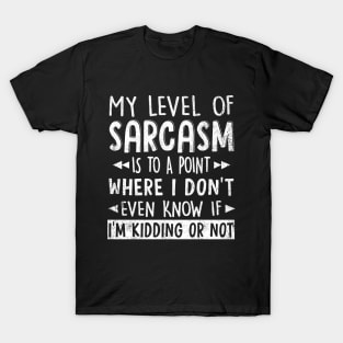 My level of sarcasm has gotten to the point where I don't even know if I'm kidding or not T Shirt Graphic Novelty Sarcastic Funny T-Shirt